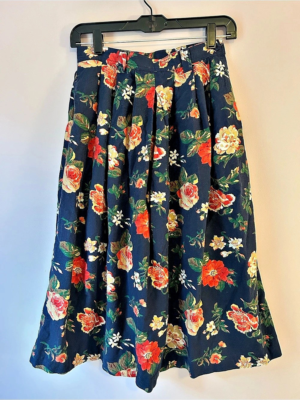 Vintage J.G. Hook Floral Pleated A-Line Skirt